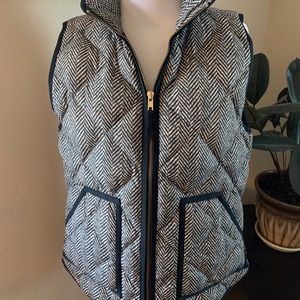 J. Crew Black Patterned Puff Vest